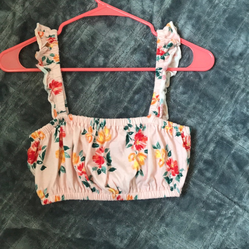 Pink floral crop top